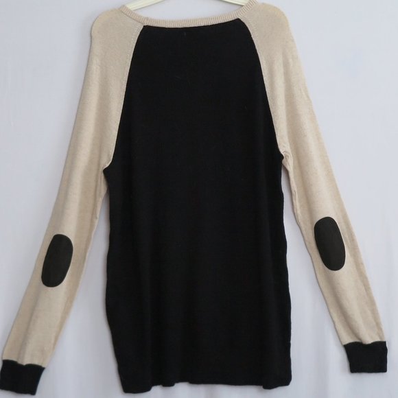 NWT J.CREW Beige & Black Supersoft Wool Blend Elbow-Patch Sweater Size M - Picture 5 of 5